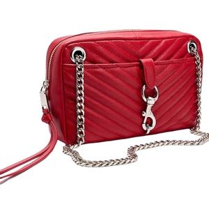 Rebecca Minkoff Edie Quilted Leather Zip Shoulder Bag Chili Red